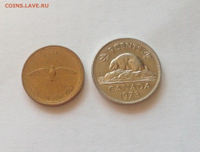 1 цент 1967г., 5 центов 1973г. Канада , до 06.07.17г. - канада-3