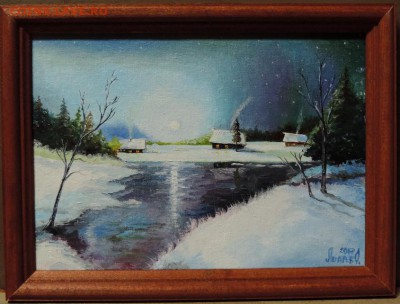 КАРТИНА "Деревенька на берегу реки"холст,масло. Низкий старт - DSCN4866