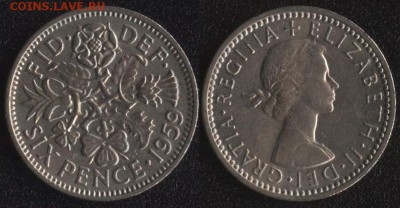 Великобритания 6 пенсов 1959 до 22:00мск 08.07.17 - Великобритания 6 пенсов 1959