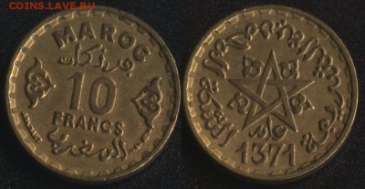 Марокко 10 франков 1952 до 22:00мск 08.07.17 - Марокко 10 франков 1952