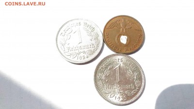 3 рейх, на оценку для продажи. 1 марка 34,35. 2 пфеннинга 36 - InkedP_20170703_125439_LI