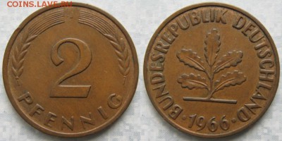 25.Ходячка ФРГ 2 пфеннига 1950-1995г. - 25.21. -ФРГ 2 пфеннига 1966 J    7072