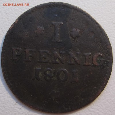 1 пфенинг 1801 года. Франкфурт - 1 пфенниг 1801 года. Франкфурт. Аверс..JPG