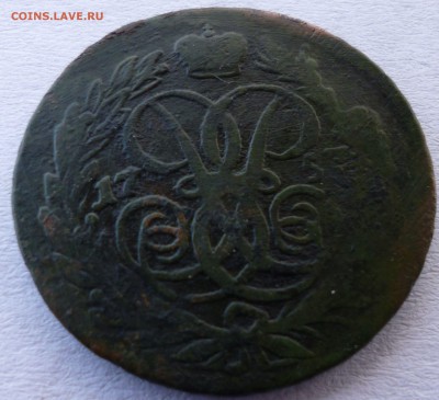 2 копейки 1757г перечекан с облачной копейки. - абц4