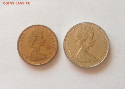 1 цент 1967г., 5 центов 1973г. Канада , до 13.07.17г. - канада-5