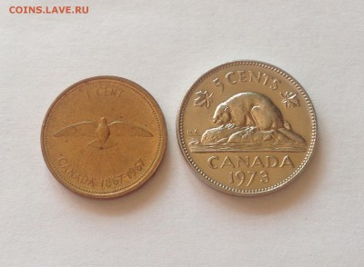 1 цент 1967г., 5 центов 1973г. Канада , до 13.07.17г. - канада-4