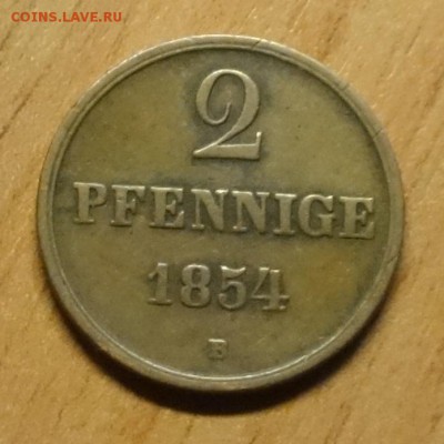 2 пфеннига 1854 Ганновер до 11.07.17 в 22:00 - ge3