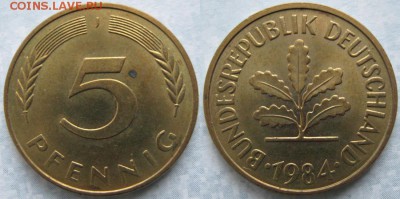 26.Ходячка ФРГ 5 пфеннигов 1949-1995г. - 26.36. -ФРГ 5 пфеннигов 1984 J    6978