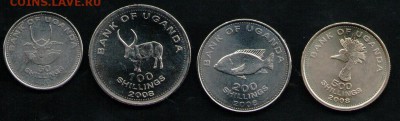 УГАНДА НАБОР 50,100,200,500 ШИЛЛИНГОВ 2007-2008 UNC - 5 001