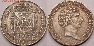 Швеция. - 1-6 Riksdaler 1829
