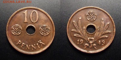 МОНЕТЫ МИРА 07-17 - Финляндия – 10 пенни (1943) медь