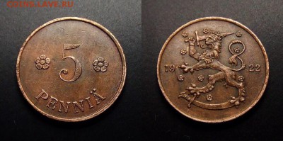 МОНЕТЫ МИРА 07-17 - Финляндия – 5 пенни (1922) медь