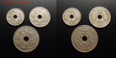 МОНЕТЫ МИРА 07-17 - Бельгия (набор №1; 5,10 и 25 сантимов) (3 шт.)