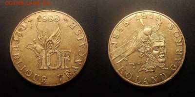 МОНЕТЫ МИРА 07-17 - Франция – 10 франков (1988) «Роланд Гаррос – французский лётчик» №3