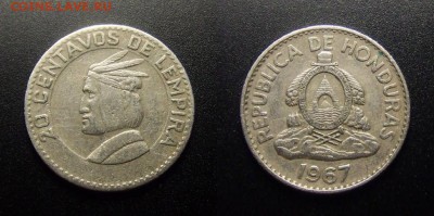 МОНЕТЫ МИРА 07-17 - Гондурас – 20 сентаво (1967) «Лемпира – вождь племени ленка»