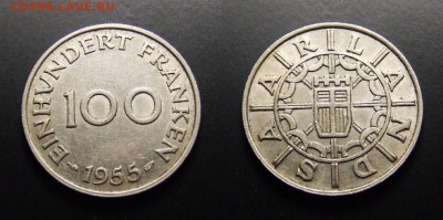 МОНЕТЫ МИРА 07-17 - Саар (Саарланд) – 100 франков (1955)