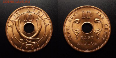 МОНЕТЫ МИРА 07-17 - Брит. Восточная Африка – 10 центов (1964 Н)