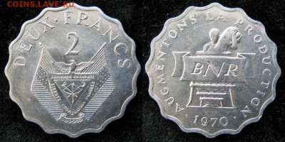 Руанда 2 франка 1970: до 24-07-17 в 22:00 - Руанда 2 франка 1970    1300