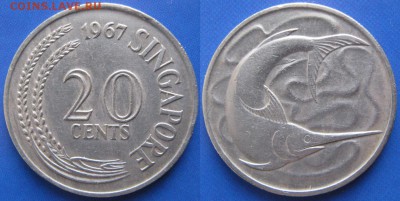 Сингапур 20 центов 1967 рыба: до 24-07-17 в 22:00 - Сингапур 20 центов 1967    6045