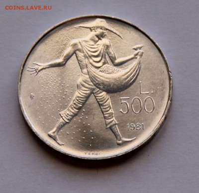 Сан-Марино 500 лир 1981. Сеятель. СЕРЕБРО. ТИРАЖ - 65 878 - 4