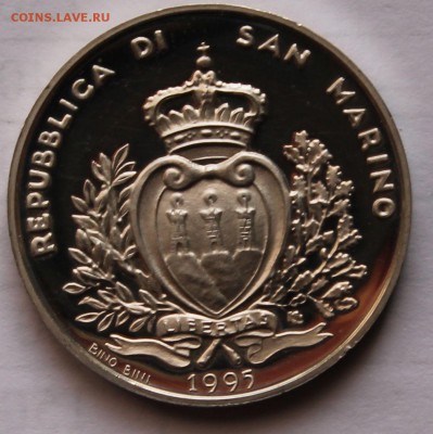 Сан Марино 1000 лир 1995. Олимпиада СЕРЕБРО. ТИРАЖ - 50 000 - 10
