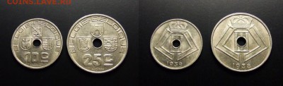 МОНЕТЫ МИРА 07-17 - Бельгия (набор №4; 10 и 25 сант. 1939-1938) (2 шт.)