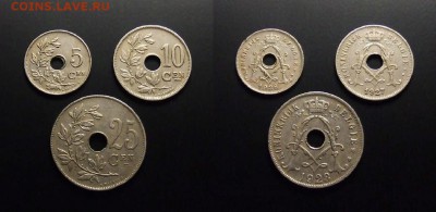 МОНЕТЫ МИРА 07-17 - Бельгия (набор №3; 5,10 и 25 сантимов) (3 шт.)