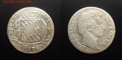 МОНЕТЫ МИРА 07-17 - Германия (Бавария) – 3 крейцера (1835) «Людвиг I» (Ag)