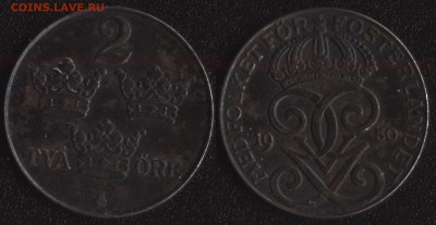 56 иностранных монет до 1950 года по ФИКСу - Швеция 2 эре 1950