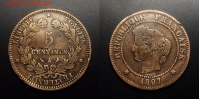 МОНЕТЫ МИРА 07-17 - Франция – 5 сантимов (1897) бронза №2