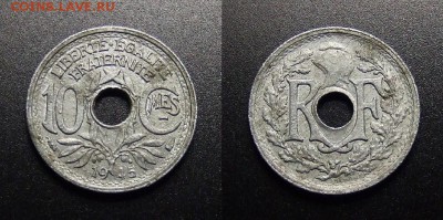 МОНЕТЫ МИРА 07-17 - Франция – 10 сантимов (1945) (малый диаметр – 17мм) цинк