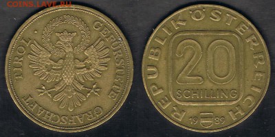 Австрия 20 шиллингов 1989 "Герб Тироля" до 29.07.17 22:00 - Austria_KM#2988.1_1989_23072017