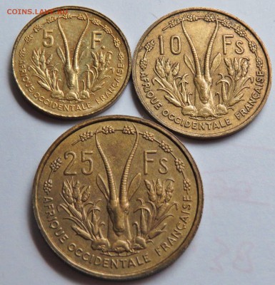 Французская Западная Африка 5,10,25 фр,Габон и Камерун 100фр - French west africa-1