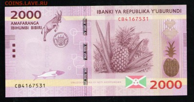 БУРУНДИ 2000 ФРАНКОВ 2015 UNC - 29 001