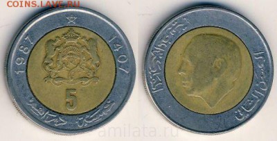 Биметалл Марокко 5 дирхем 1987 - 1_2576