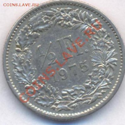 2 франка. 1975 г.  До 2.02.11 г. 20-00 МСК. - Швейцария 75