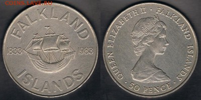 Фолкленды 50 пенсов 1983 "150 лет Бр. Правления" до 05.08.17 - Falklands_KM#19_30072017