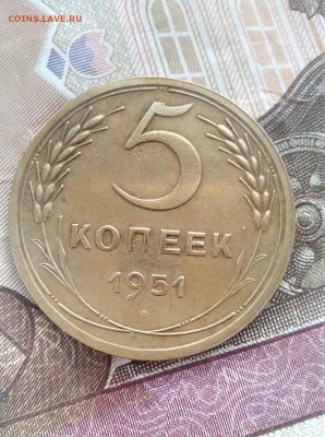 пять копеек 1951 г    до 03.08.17г  22.30 - 5-51-1