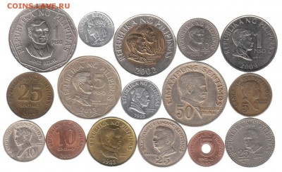 монеты Филиппин 16 шт. разные до 4.08 в 22.00 - 5