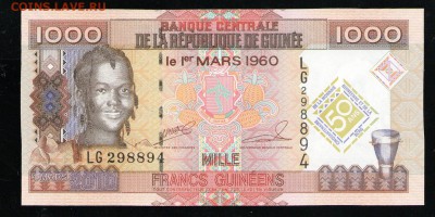 ГВИНЕЯ 1000 ФРАНКОВ 2010 UNC - 13 001
