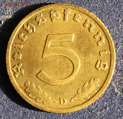 С 1 РУБ. III-й РЕЙХ 5 пфеннигов  1938г."D" БРОНЗА  до 8.08 - IMG_6206.JPG