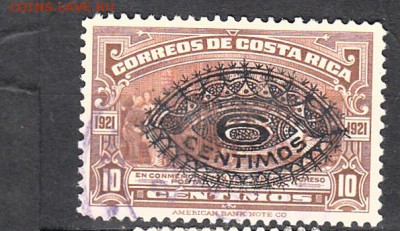 Коста Рика 1925 1м надпечатка 6 на 10с - 70