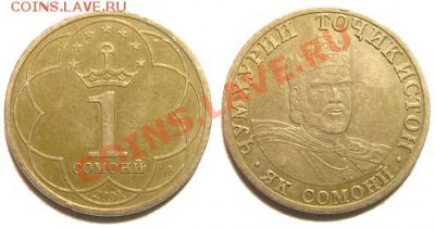 8 монет Таджикистана 2001 г. до 04.03.11 22-00 мск - 1 сомони 2001
