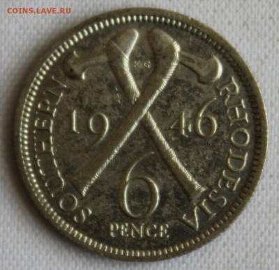 С 1 РУБ. ЮЖНАЯ РОДЕЗИЯ 6 пенсов 1946г.ГЕОРГ-VI до 11.08 в 22 - IMG_7618.JPG