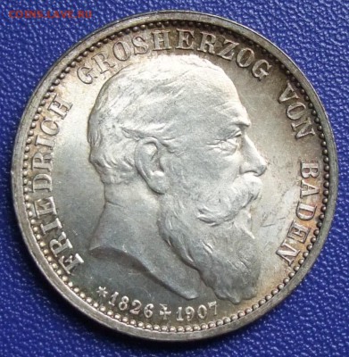 Баден. 2 марки 1907 на смерть. UNC. До 10.08.17. - Baden-2-1907t.JPG