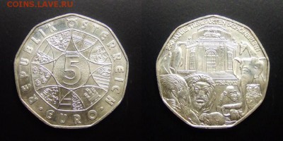 МОНЕТЫ МИРА 07-17 - Австрия – 5 евро (2002) «250-летие зоопарку г. Шёнбрунн» (Ag)