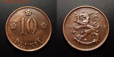 МОНЕТЫ МИРА 07-17 - Финляндия – 10 пенни (1919) медь