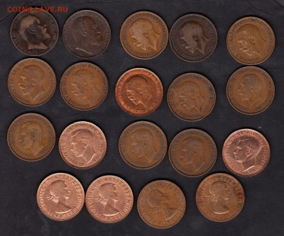 Великобритания 1 пенни 1904-67годы (19 монет) - 256а