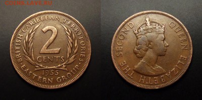 МОНЕТЫ МИРА 07-17 - Восточные Карибы – 2 цента (1955) «Елизавета II»