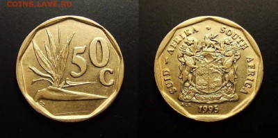 МОНЕТЫ МИРА 07-17 - ЮАР – 50 центов (1995) «Калла; старый герб»